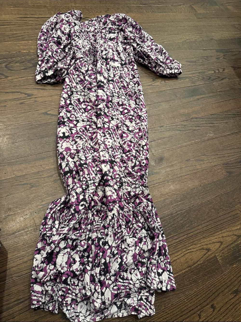 Sea Purple Black and White Floral Maxi Dress